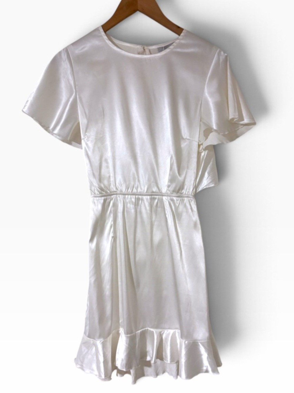 Lioness Satin Ruffle Cutout Back Mini Dress - Size Small - Picture 2 of 4